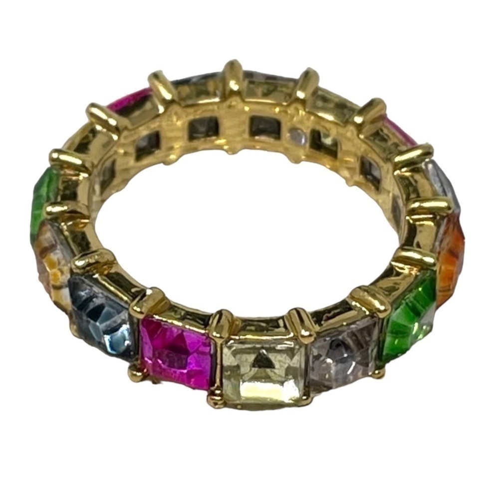 🌺 Fashion Multicolor Gold Tone Gemstone Ring Size 6.5
